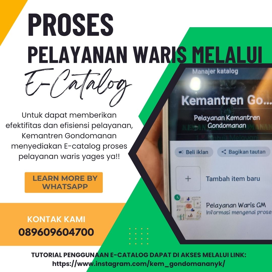Proses Pelayanan Waris Melalui E-Catalog di Kemantren Gondomanan Kota Yogyakarta