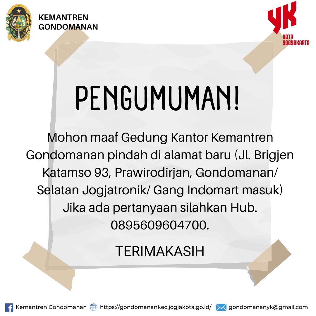 Gedung Kantor Kemantren Gondomanan Pindah Tempat